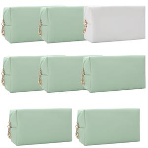Ciulaiy Bridesmaid Proposal Gifts Letter Cosmetic makeup bag bulk for Wedding Party Favors Bachelorette party decorations Toiletry Organizer Bag Makeup Case Gift (12, White&Sage Green)