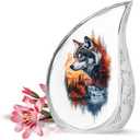 YATSKIA Mountain Wolf Mini Memorial Urns for Human Ashes Adult Mother and Father, Small Cremation Urn for Adult Ashes, (Tear Drop Urn Pack of 1, 3 Inch)