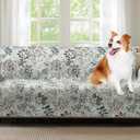 Brilliant Sunshine Beautiful Burgundy Flowers Couch Cover, Quilted X-Large Sofa Slipcover, 78" Seat Width, Slip Resistant Furniture Protector, 2" Strap, Washable Couch Cover for Kids, Dogs, Green