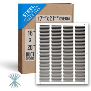 Fits 16x20 Duct Opening | Steel Return Air Grille by Handua | Vent Cover Grill for Sidewall and Ceiling | White | HVAC Cold Air Intake Grille | Outer Dimensions: 17.75"W X 21.75"