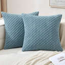 MIULEE Throw Pillow Covers Soft Corduroy Decorative Set of 2 Boho Striped Pillow Covers Pillowcases Farmhouse Home Decor for Couch Bed Sofa Living Room 26x26 Inch Blue Grey