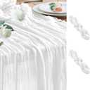 Wokceer Cheesecloth White Table Runner Valentine's Day 2Pack 10FT Ivory Boho Gauze Cheese Cloth Table Runner for Party Easter Rustic Sheer Runners for Baby Bridal Shower Wedding