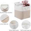 MidmmVick 12 x 12 Inch Cube Storage Bins, 6 Pack Large Collapsible Fabric Storage Bin with Ropes, Foldable Storage Cubes for Home, Office,Closet, Clothes, Toys Organizer (White & Beige)