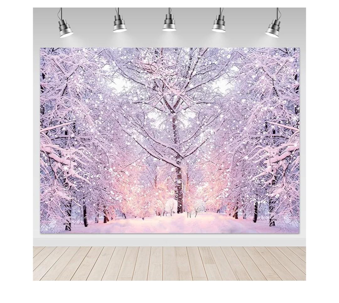 Mocsicka Winter Backdrop - 7x5ft Snow Forest Winter Path Photography Backdrop - Frozen Wonderland Christmas Party Decorations - Photo Background