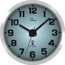 WallarGe Atomic Wall Clock with Night Light - Silent Lighted up Wall Clock Glow in The Dark, Battery Operated, AUTO DST, 12 Inch (Silver)