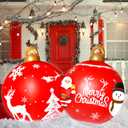 2PCS Christmas Inflatable Decorated Ball 24in Yard Inflatable Christmas Balls Giant Xmas Tree Ornaments PVC Blow up Yard Decorations for Outside Holiday Yard Lawn Porch Decor