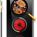 Electric Cooktop 12 Inch - 2 Burner Countertop & Built-in Ceramic Cooktop, Electric Stove Top with Glass Protection Metal Frame, 9 Heating Level, 3000W, 220-240V Hard Wire(No Plug) (2 Zones / 220-240v / Touch)