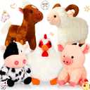 Skylety 5 Pack Farm Plush Animals Set 10 Inches Plush Farm Stuffed Animals Barnyard Stuffed Toys Soft Pig Rooster Horse Sheep Cow Plush Toy for Birthday Party Favor(Mixed Style)