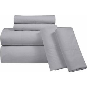 ROYALE LINENS 6 Piece King Sheets Set - Soft Brushed 1800 Microfiber Bedding - 1 Fitted and 1 Flat Sheet, 4 Pillow Cases - Wrinkle Free & Fade Resistant - Hotel Luxury Bed Sheets (Harbor Mist, King)