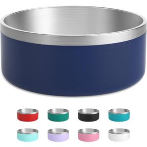 Stainless Steel Dog Bowl, Metal Water and Food Dish for Large Dogs, Insulated Non-Slip Pet Bowl, Easy Clean, 40oz, Blue