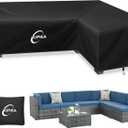 Kipiea Patio L-Shaped Sectional Sofa Cover, 420D Heavy-Duty Oxford Fabric Outdoor Sectional Cover with 6 Windproof Buckles, No Tears Anti UV No Fading (Right Facing, 85" x 58" L x 33.5" D x 31" H)