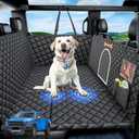 XXL Dog Truck Seat Cover for Back Seat, Hard Bottom Backseat Extender for Car, Holds 400 lbs, Pet Seat Covers for Large Dogs, 100% Waterproof, Dog Car Bed Protector Hammock for Crew Cab Truck SUV F150 (Black)