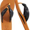 KuaiLu Womens Flip Flops With Arch Support Comfortable Yoga Mat Cushion Thong Leather Sandals for Ladies Fashion Slip On Summer Beach Walking Slides Indoor Outdoor Travel Orthotic Slippers