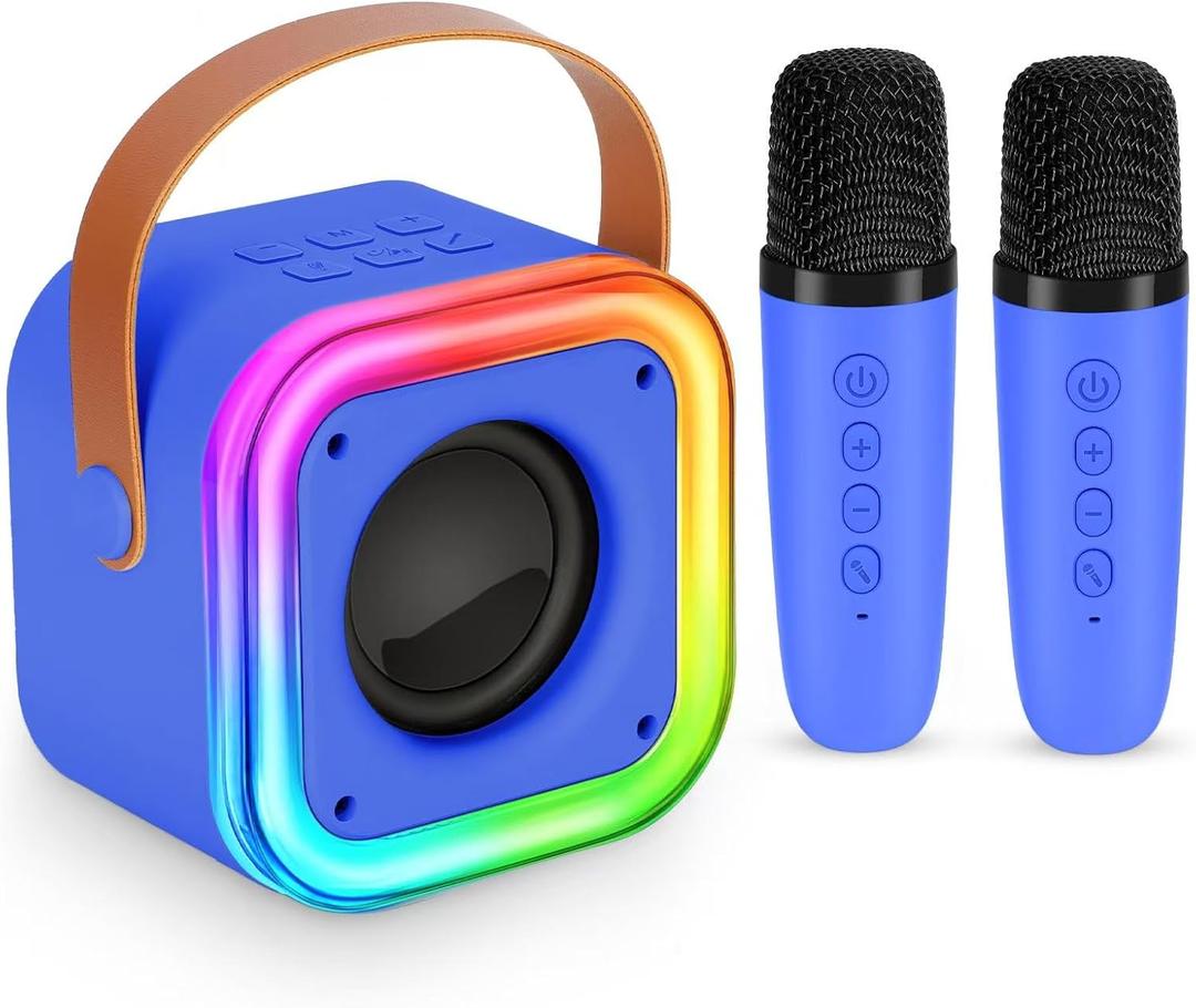 Mini Karaoke Machine for Kids, Girl Toys Gifts, Kids Karaoke Wireless Microphone for 4,5,6,7,8,9,10,11,12 Years Old Boys and Girls Christmas Party Gifts Toys (Dark Blue)
