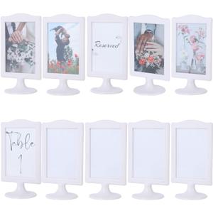 10 Pack Double Sided Standing Picture Frame 4x6 Plastic Photo Frame Bulk White Picture Display Holder Stand for Table Number, Menu, Wedding, Christmas