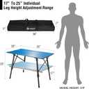 VILLEY Portable Camping Table with Adjustable Legs, Lightweight Aluminum Folding Beach Table with Carrying Bag for Outdoor Cooking, Picnic, Beach, Backyards, BBQ and Party - Blue