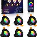 Smart WiFi 2 Inch Black LED Downlight, 5W 120V RGBCW Recessed Light, Dimmable COB 2700K-5000K, Compatible with Alexa/Google, LED Can Lights with Driver, 6 Pack (Multicolor)