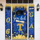 Blue and Gold Graduation Decorations Class of 2026 Congrats Grad Banner and You Did It Graduation Door Cover for High School College Grad Party Supplies(Blue)