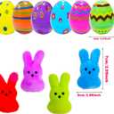 24 Pcs PreFilled Easter Eggs with Plush Bunny Toys Animals Keychain Decoration Stuffed Toy Great for Kids Boys Girls Toddler Easter Basket Stuffers Egg Fillers