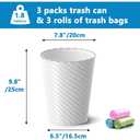 Bathroom Trash Can, 3 Pack 1.8 Gallons Small Trash Can with Trash Bags, Bathroom Garbage Can, Plastic Trash Bin, Round Waste Basket for Living Room, Bedroom, Office, Kitchen, Compact Space (White)