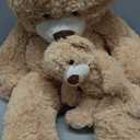 Muiteiur 39 Inch Giant Teddy Bear, Fun Mom Bear Plush with Attached Baby, Large Soft Plush Toy Gift for Kids Girlfriend Boy (Light Brown)