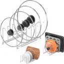 HzTinT 3 Pack Pot Lid Organizer for Cabinet, Stainless Steel Pot Lid Rack with Antislip Pad, Lid Holder for Pans Pots, Bakeware, Plates, Cookie Sheets, Trays, Dish, Cutting Boards, Classic Black