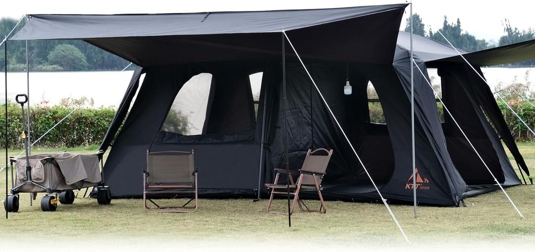 Extra Large Tent 12 Person,Family Cabin Tents,2 Rooms,Straight Wall,2 Doors 4 Windows with Mesh,Waterproof,Double Layer,Big Tent for Outdoor,Picnic,Camping,Family Gathering