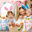 Photect 6 Pcs Easter Tote Bags 13.78 x 13.39 Inch Canvas Bunny Gifts Bags for Spring Happy Easter Party Supplies