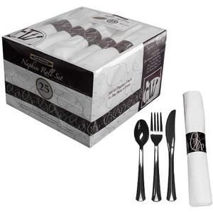 1 - Napkin Rolls W/Heavy Duty Cutlery Box Set - 25 Ct.