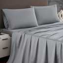 Linen Closet Queen Sheet Set 4-Piece Cotton Blend, 1200 Thread Count Ultra Soft & Silky Sateen, Moisture Wicking, Wrinkle Resistant, Quick Dry, Deep Pocket up to 18", Durable & Easy Care, Light Gray