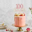 100 & Fabulous Gold & Pink Rhinestone Cake Topper - Happy 100th Birthday Cheers to 100 Years Old Bday Party Metal Sparkly Food Centerpieces Topper Decorations Keepsake.