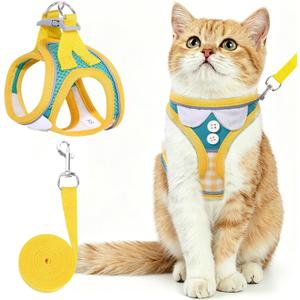 2 x Cat Harness and Leash Set for Walking,Escape Proof Adjustable Cat Vest Harness with Reflective Strips,Breathable Lightweight Soft Mesh Kitten Harness and Leash for Kitty Bunny Puppy,XS
