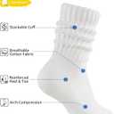 CLOSEMATE Womens Scrunch Crew Socks Retro Soft Cotton Cozy Slouchy Socks for Sneakers Boot 3 Pairs (White)