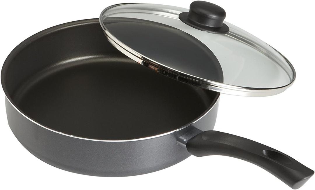 GoodCook Everyday Deep Saut Pan with Lid, Aluminum Nonstick Construction, 11-Inch, Black