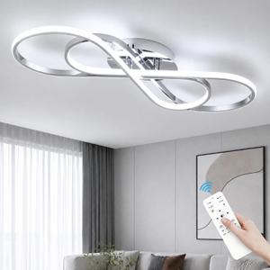 68W Modern LED Ceiling Light 31.5" Dimmable Ceiling Light with Remote & APP Control, 3000K-6000K Flush Mount Ceiling Lamp for Kitchen Living Room Bedroom (Chrome)