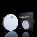 Glory Hand Held Tambourine Drum 10 inch Bell Birch Metal Jingles Percussion Gift Musical Drum Instrument for KTV Party Games (10 inch)