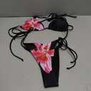 SEGT Women's 2 Piece Floral Print Halter Neck Tie Bikini Set Triangle String Thong Swimsuit Summer Bathing Suits for Women, M