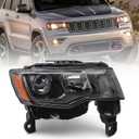 Huray Right Headlight Assembly for Jeep Grand Cherokee 2017-2021 [Only for Halogen Type] [Black Bezel] OE Headlamp Replacement Passenger Side
