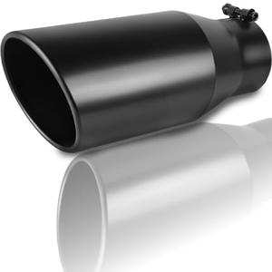 Mupera 3.5 Inch Inlet Exhaust Tip, 5" Outlet, 12" Long Powdercoat Black Exhaust Tips for Universal 3.5 Inch Outside Diameter Exhaust Tips, Tail Pipe Exhaust Tips 3.5" Inlet with Bolt-On
