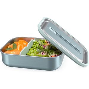 Bentgo MicroSteel Leak-Proof Lunch Box - Microwave-Safe, Oven-Safe, Bento-Style Container with Removable Divider, Airtight Lid, Sustainable Design, Odor & Stain Resistant (Aqua)