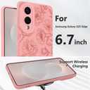 for Samsung Galaxy S25 Edge case Silicone Pink Floral Rose Cute Pattern CaseCamera Protection Soft Slim Phone Case for Girls Women - Pink