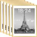 upsimples 18x24 Picture Frame Set of 5, Display Pictures 16x20 with Mat or 18 x 24 Without, Wall Gallery Poster Frames, Gold