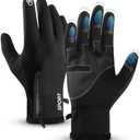 AURUZA Zipper Winter Gloves for Men Women, Thermal Touchscreen Gloves Waterproof Windproof for Cycling, Skiing, Running & Cold Weather (Large, Black)