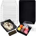 Jetec 150 Pack Charcuterie Boxes with Clear Lids and Rope 4 Inches Cake Disposable Square Dessert Food Box Containers with Lids for Bakery Macaron Cookies Strawberries Fruits Display (Black)