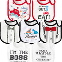 7Pcs Cotton Waterproof Baby Bibs Hook Loop Closure Newborn Bib Keepsake Baby Gift for Drooling Feeding Eating