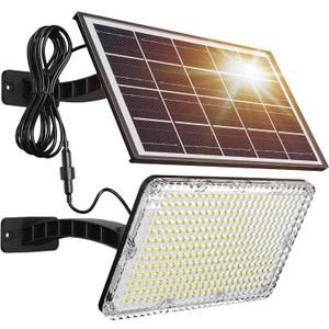 JACKYLED 1000 Lumens 299 LED Solar Lights Outdoor Bright Solar Dusk to Dawn Light with 4000mAh Battery, IP65 Waterproof Outdoor Solar Powered Security Flood Light for Wall Porch Shed Barn