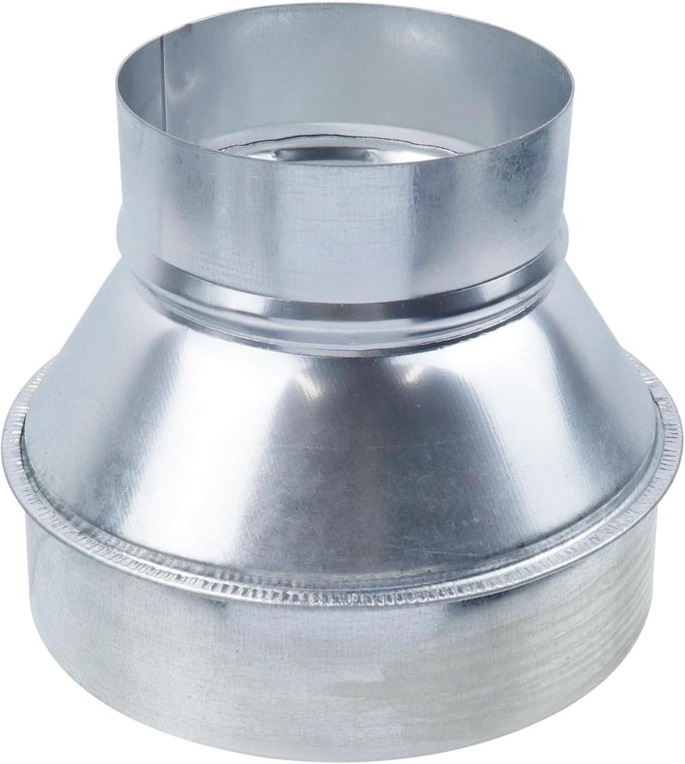 6" to 4" Infinity Duct Adapter, Alvanized Steel Round Duct Reducer or Round Metal Pipe Reducer for Grow Tent Bathroom Kitchen Ventilation Systems, Silver