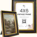 97 Decor Black and Gold Vintage Picture Frames 4x6, Hand-crafted Decorative Antique Frames 4x6 For Tabletop Or Wall Mount, Vintage Wall Decor