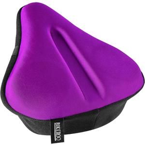 Bikeroo Comfort Bike Seat Cushion - Padded Gel Cover for Exercise, Mountain & Road Bikes, Universal Fit for Peloton & Stationary Bikes (Purple)