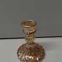 Glass Candlestick Holder,Striped Taper Candle Holders,Set of 6 Candle Stand for Table Centerpieces, Home Decor,Weddings,Festival and Parties (Amber Stripe Pattern)